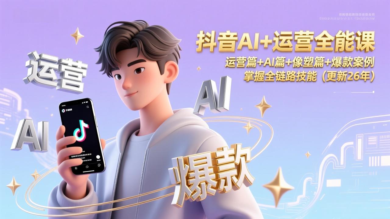 抖音AI+运营全能课，运营篇+AI篇+像塑篇+爆款案例，掌握全链路技能(更新26年-鼎誉项目网