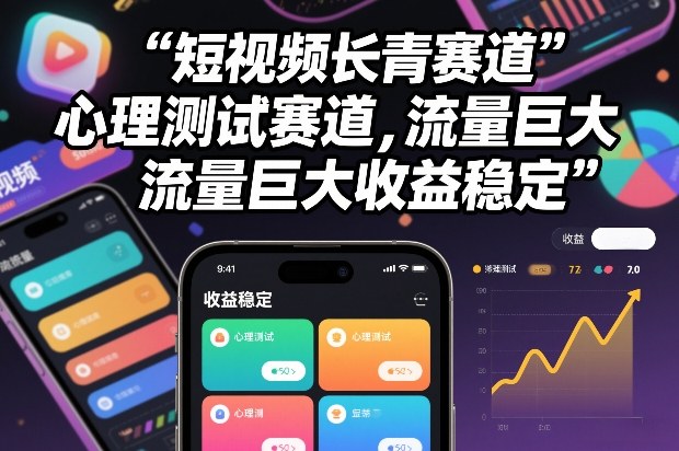 短视频长青赛道，心里测试赛道，流量巨大，收益稳定-鼎誉项目网