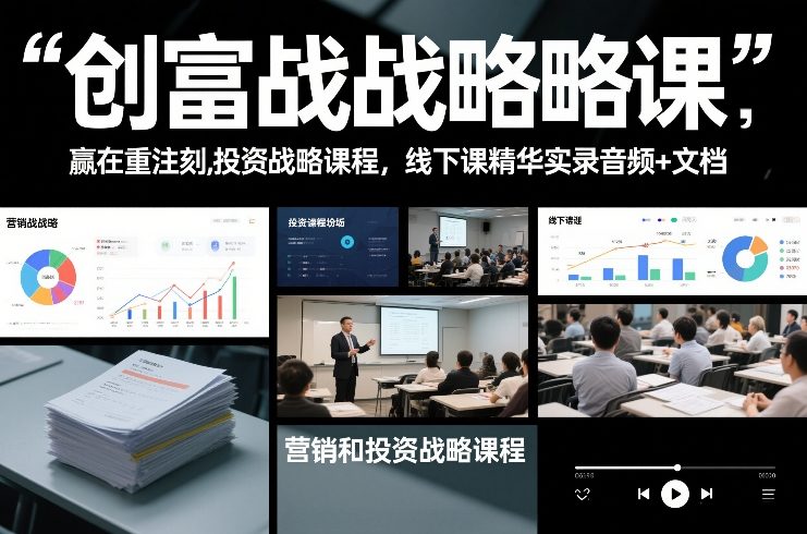 创富战略课，赢在重注时刻，营销和投资战略课程，线下课精华实录音频+文档-鼎誉项目网