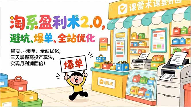 淘系盈利术2.0，避坑、爆单、全站优化，三天掌握高投产玩法，实现月利润翻倍！-鼎誉项目网