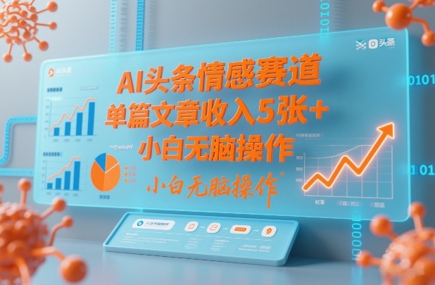 AI头条情感赛道，单篇文章收入5张+，小白无脑操作-鼎誉项目网
