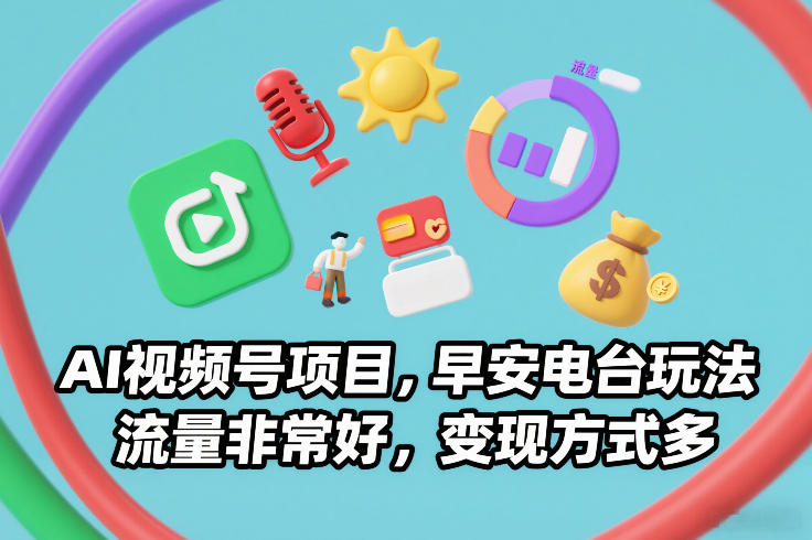 AI视频号项目，早安电台玩法，流量非常好，变现方式多-鼎誉项目网