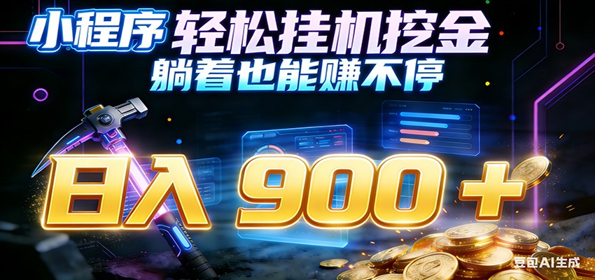 小程序挂机挖金，自动赚金币换现金，多号并行日入900+，轻松搞副业-鼎誉项目网