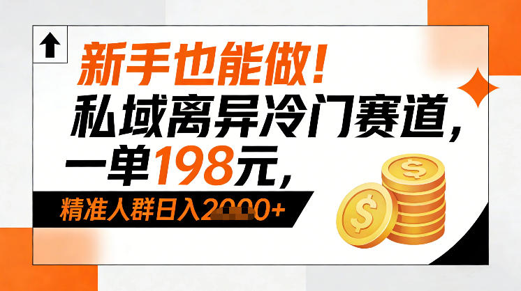 新手也能做！私域离异冷门赛道，一单198，精准人群日入1k+-鼎誉项目网