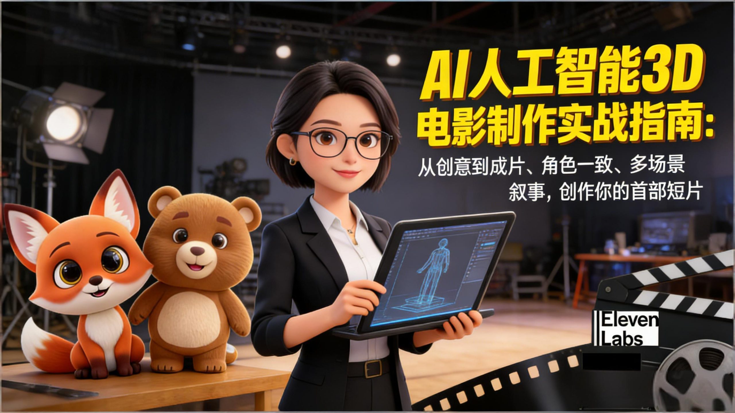 AI人工智能3D电影制作实战指南:从创意到成片、角色一致、多场景叙事,创作你的首部短片-鼎誉项目网