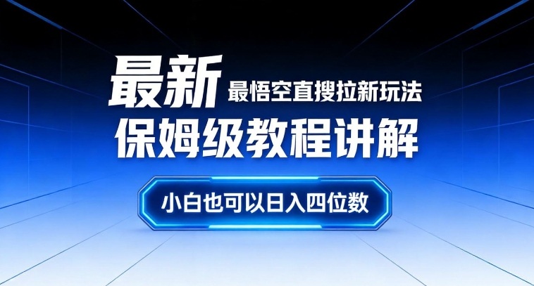 最新最悟空直搜拉新玩法保姆级教程讲解，小白也可以日入四位数-鼎誉项目网