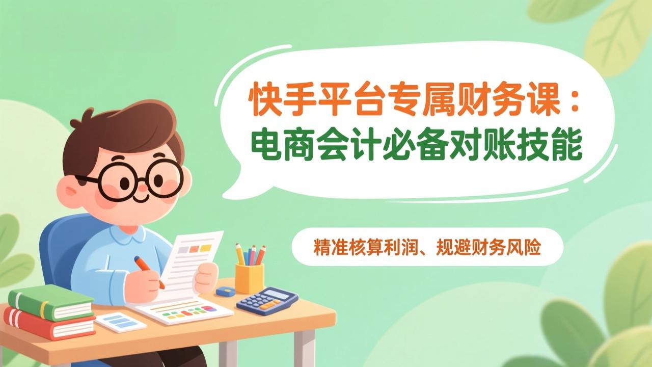 快手平台专属财务课：电商会计必备对账技能，精准核算利润、规避财务风险-鼎誉项目网