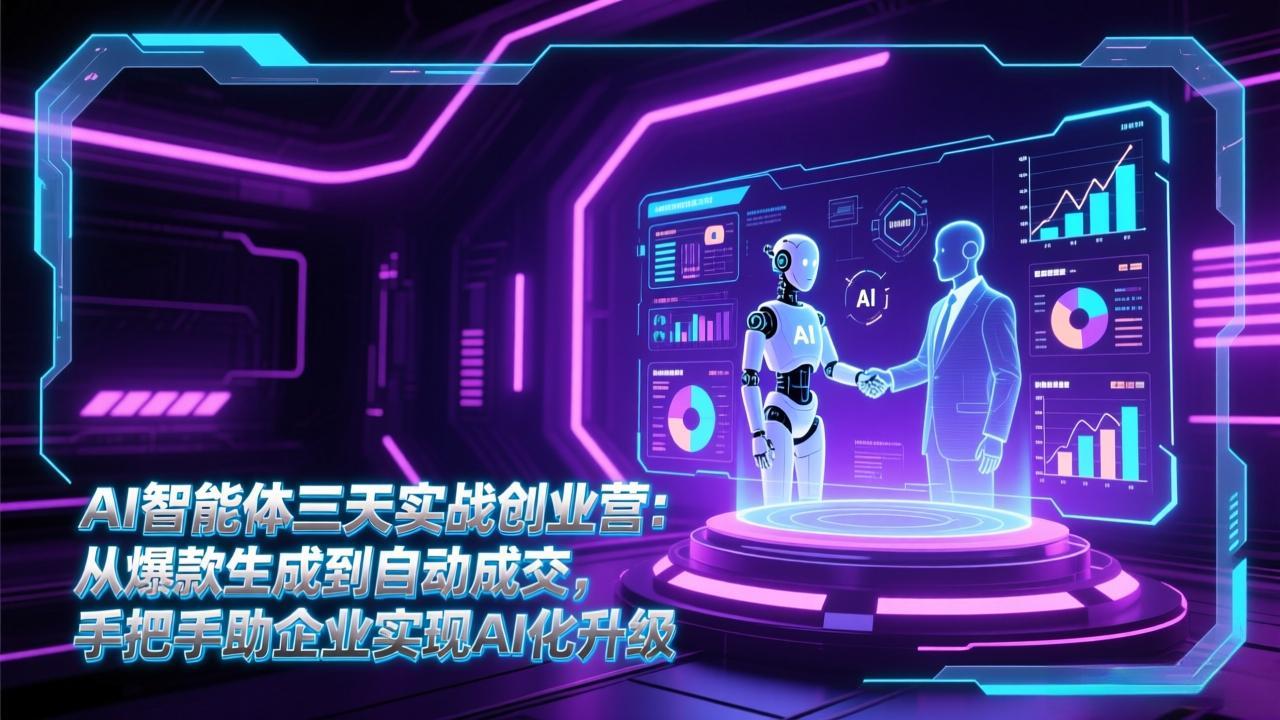AI智能体三天实战创业营：从爆款生成到自动成交，手把手助企业实现AI化升级-鼎誉项目网