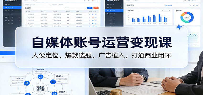 自媒体账号运营变现课：人设定位、爆款选题、广告植入，打通商业闭环-鼎誉项目网