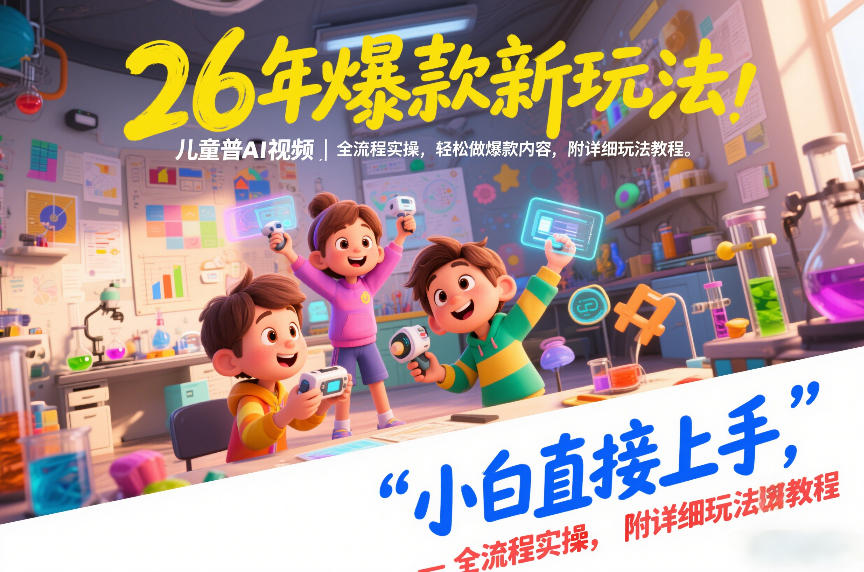 26年爆款新玩法，儿童科普AI视频，全流程实操，轻松做爆款内容，小白直接上手，附详细玩法教程-鼎誉项目网