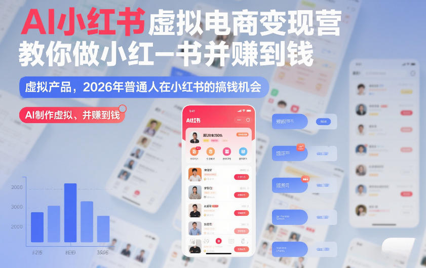AI小红书虚拟电商变现营，教你做小红书并賺到钱，虚拟产品，2026年普通人在小红书的搞钱机会(更新中)-鼎誉项目网