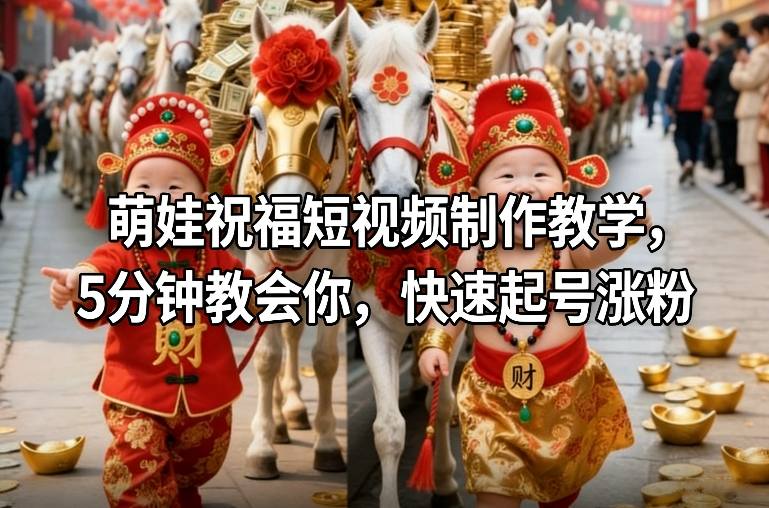 萌娃祝福短视频制作教学，5分钟教会你，快速起号涨粉-鼎誉项目网