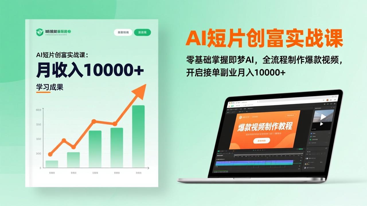AI短片创富实战课：零基础掌握即梦AI，全流程制作爆款视频，开启接单副业月入10000+(更新-鼎誉项目网