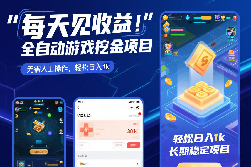 每天见收益，全自动游戏挖金项目，无需人工操作，轻松日入1k，长期稳定项目【揭秘】-鼎誉项目网