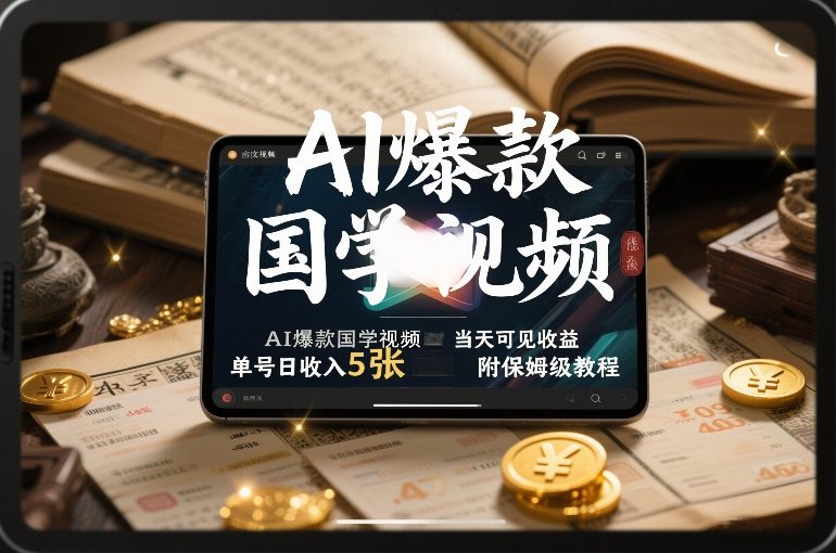AI爆款国学视频，独家起号方法，小白直接上手，当天可见收益，单号日收入5张+附保姆级教程-鼎誉项目网