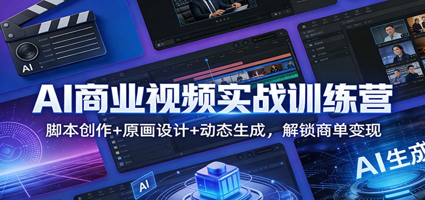 AI商业视频实战训练营：脚本创作+原画设计+动态生成，解锁商单变现-鼎誉项目网