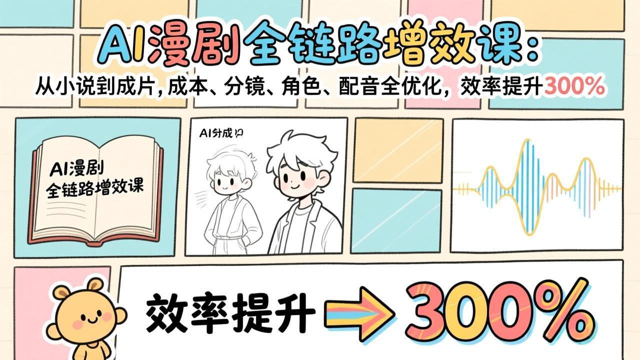 AI漫剧全链路增效课：从小说到成片，成本、分镜、角色、配音全优化，效率提升300%-鼎誉项目网