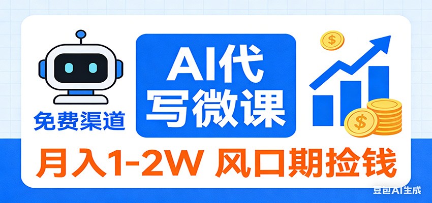 2026告别打工！AI 代写微课，提供免费渠道，月入 1-2W 风口期捡钱-鼎誉项目网
