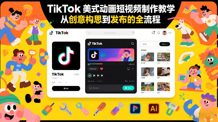 TikTok美式动画短视频制作教学，从创意构思到发布的全流程-鼎誉项目网