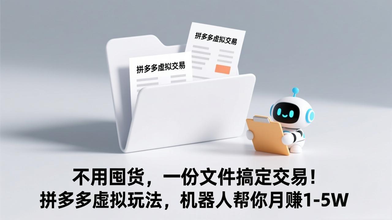 不用囤货，一份文件搞定交易！拼多多虚拟玩法，机器人帮你月赚 1-5W-鼎誉项目网