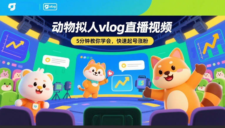 动物拟人vlog直播视频，5分钟教你学会，快速起号涨粉-鼎誉项目网