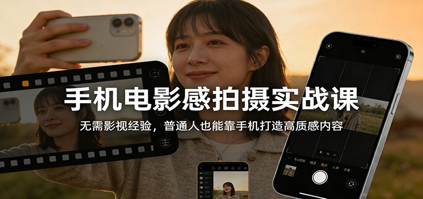 手机电影感拍摄实战课：无需影视经验，普通人也能靠手机打造高质感内容-鼎誉项目网