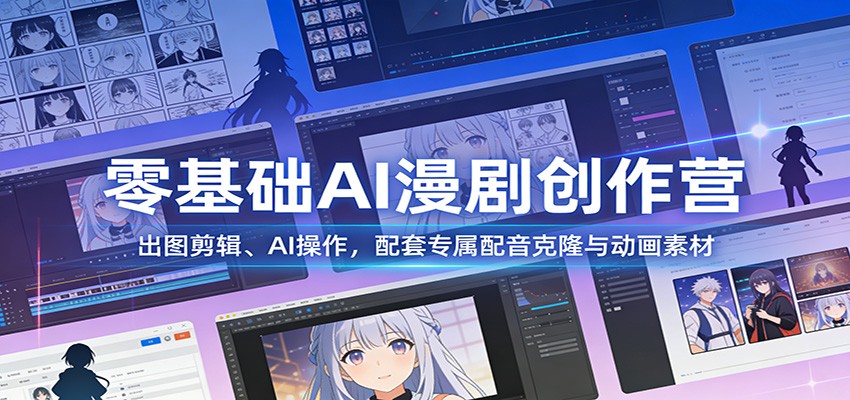 零基础AI漫剧创作营：出图剪辑、AI操作，配套专属配音克隆与动画素材-鼎誉项目网