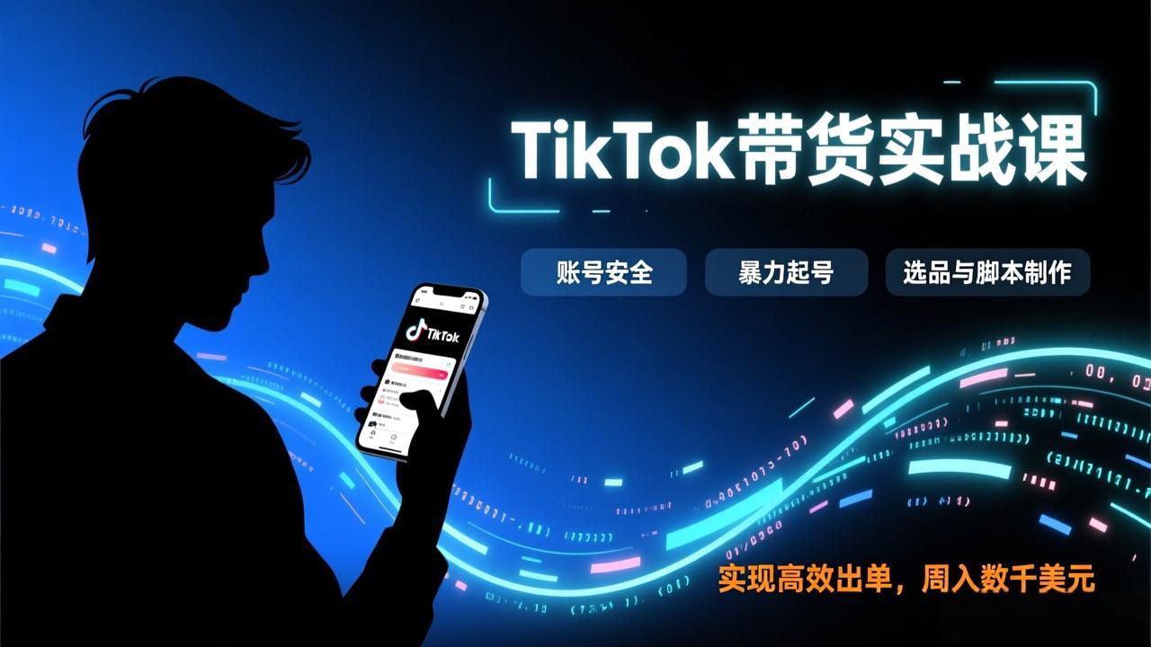 TikTok带货实战课，涵盖账号安全、暴力起号、选品与脚本制作，实现高效出单，周入数千美元-鼎誉项目网