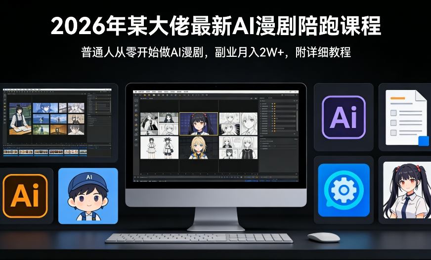 26年某大佬最新Ai漫剧陪跑课程，普通人从零开始做AI漫剧，副业月入2W+-鼎誉项目网