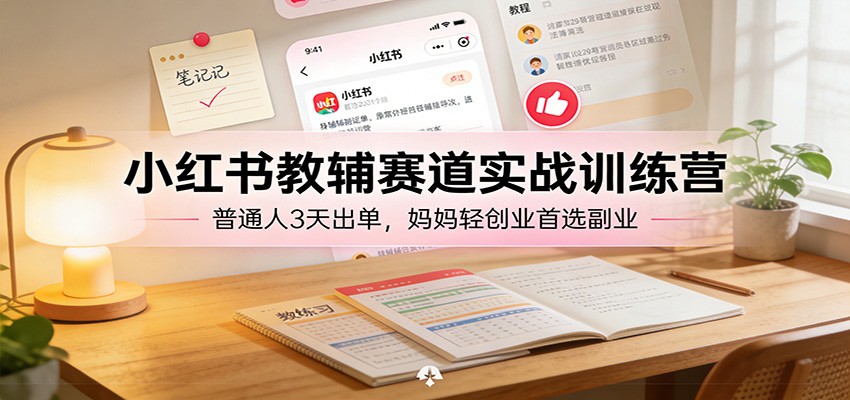 小红书教辅赛道实战训练营：普通人3天出单，妈妈轻创业首选副业-鼎誉项目网