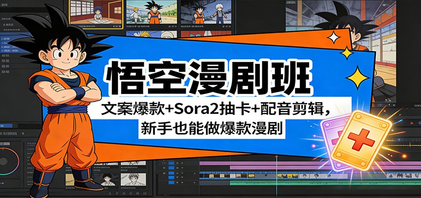 悟空漫剧班：文案爆款+Sora2抽卡+配音剪辑，新手也能做爆款漫剧-鼎誉项目网