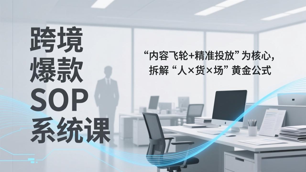 跨境爆款SOP系统课，“内容飞轮+精准投放”为核心，拆解“人×货×场”黄金公式-鼎誉项目网