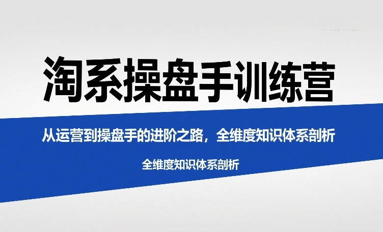 淘系操盘手训练营，​从运营到操盘手的进阶之路，全维度知识体系剖析(更新)-鼎誉项目网