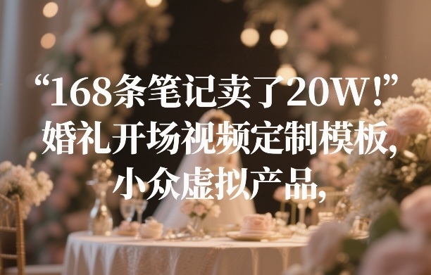 168条笔记卖了20W！婚礼开场视频定制模板，小众虚拟产品-鼎誉项目网