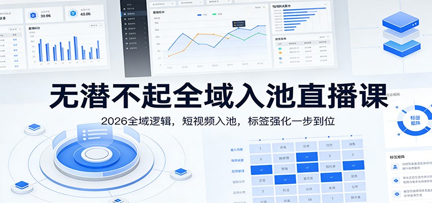 无潜不起全域入池直播课：2026全域逻辑，短视频入池，标签强化一步到位-鼎誉项目网