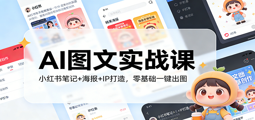 AI图文实战课：小红书笔记+海报+IP打造，零基础一键出图-鼎誉项目网