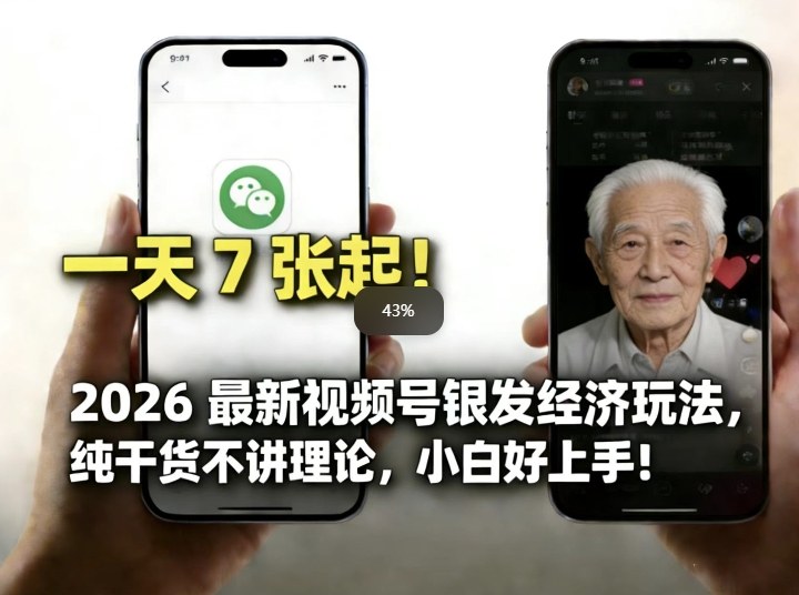 2026最新视频号银发经济玩法，轻松每天7张起，小白也可做-鼎誉项目网