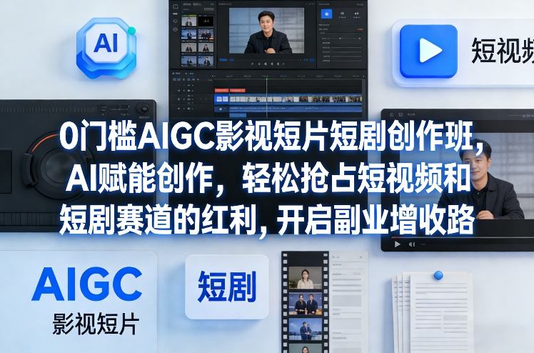 0门槛AIGC影视短片短剧创作班，AI赋能创作，轻松抢占短视频和短剧赛道的红利，开启副业增收路-鼎誉项目网
