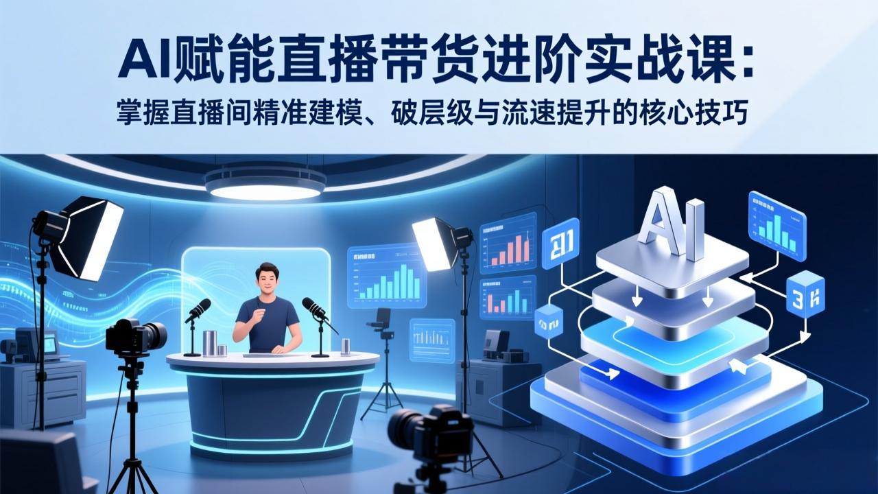 AI赋能直播带货进阶实战课：掌握直播间精准建模、破层级与流速提升的核心技巧-鼎誉项目网