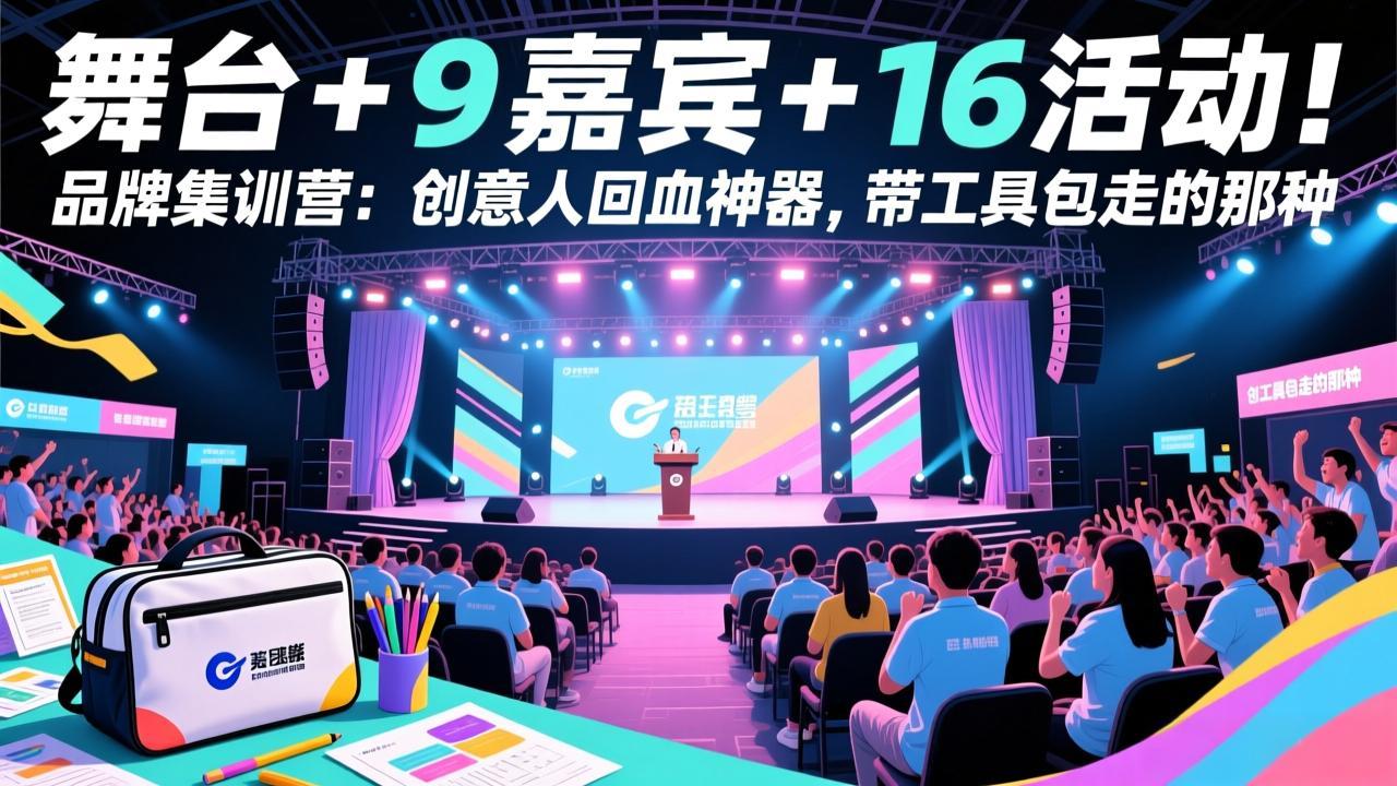 舞台 + 9 嘉宾 + 16 活动！品牌集训营：创意人回血神器，带工具包走的那种-鼎誉项目网