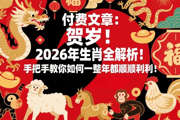 付费文章：贺岁！2026年生肖全解析！手把手教你如何一整年都顺顺利利！-鼎誉项目网