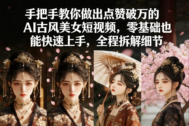 手把手教你做出点赞破万的AI古风美女短视频，零基础也能快速上手，全程拆解细节-鼎誉项目网