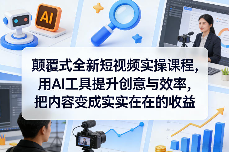 颠覆式全新短视频实操课程，用AI工具提升创意与效率，把内容变成实实在在的收益-鼎誉项目网