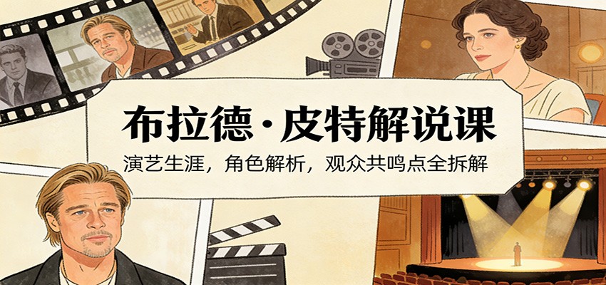 演员说-布拉德.皮特解说课：演艺生涯，角色解析，观众共鸣点全拆解-鼎誉项目网
