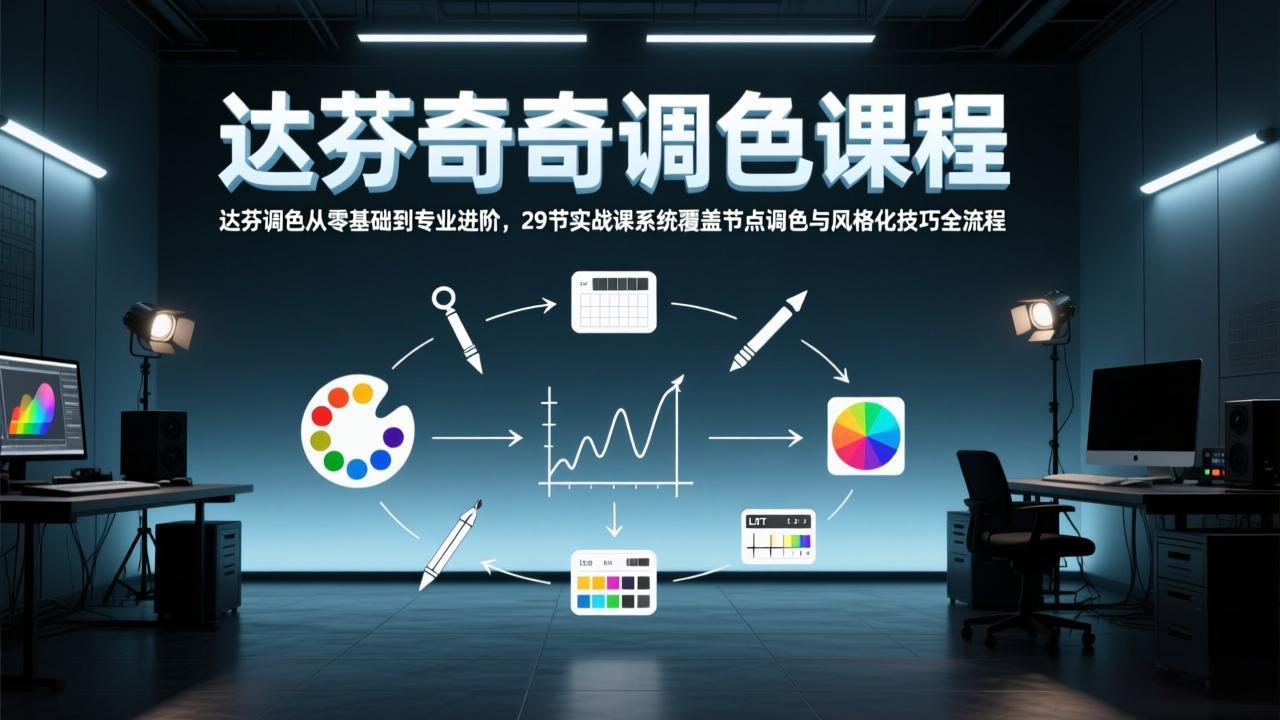 达芬奇调色从零基础到专业进阶，29节实战课系统覆盖节点调色与风格化技巧全流程-鼎誉项目网