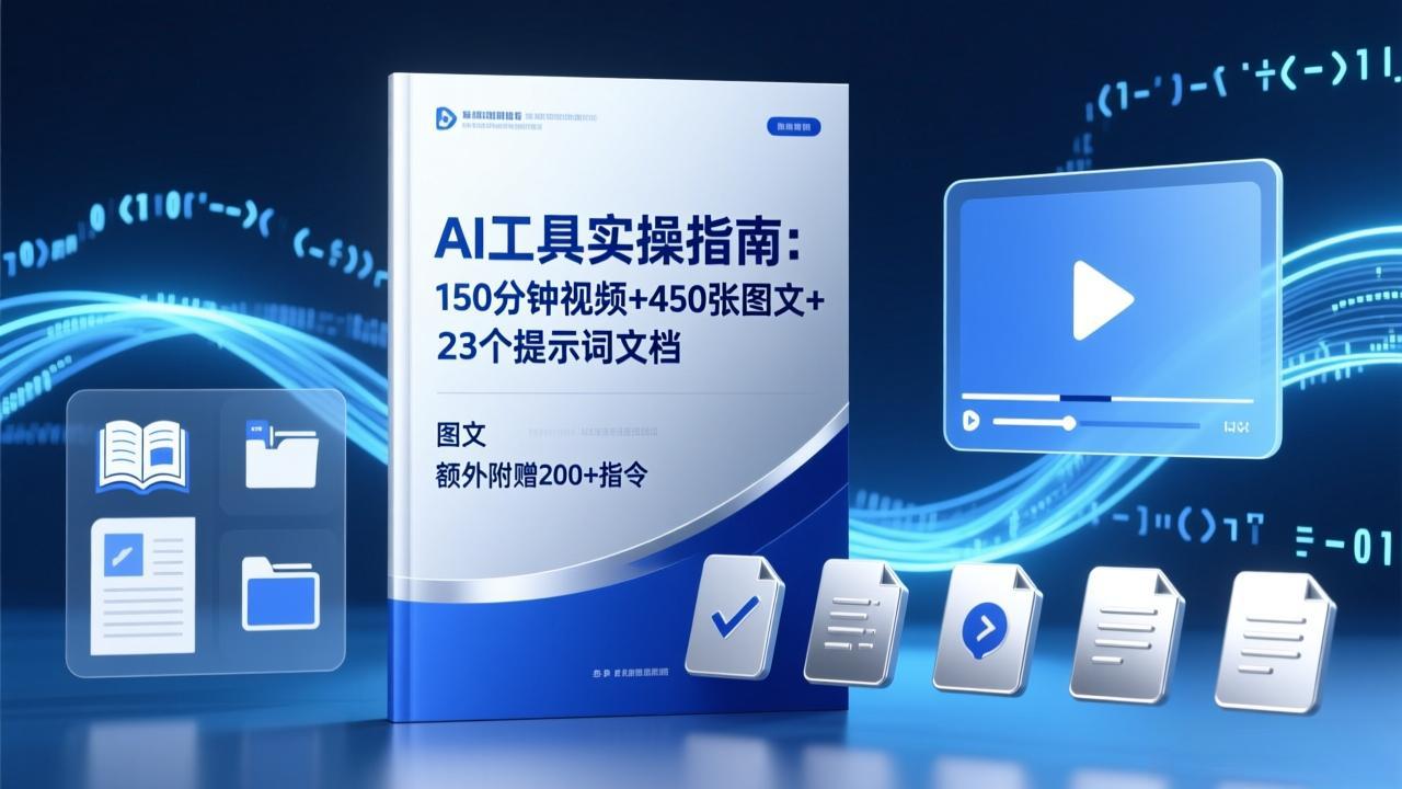 AI工具实操指南：150分钟视频+450张图文+23个提示词文档，额外附赠200+指令-鼎誉项目网