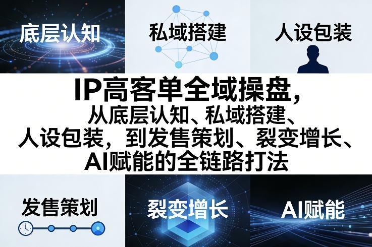 IP高客单全域操盘，从底层认知、私域搭建、人设包装，到发售策划、裂变增长、AI赋能的全链路打法-鼎誉项目网
