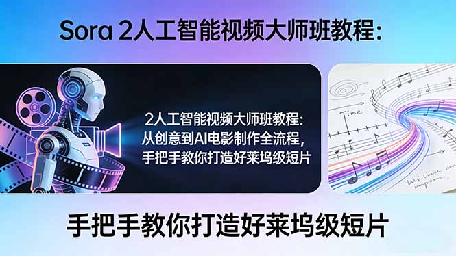 Sora 2人工智能视频大师班教程：从创意到AI电影制作全流程，手把手教你打造好莱坞级短片-鼎誉项目网