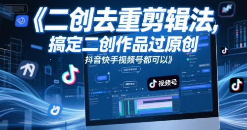 短视频二创去重剪辑法，搞定二创作品过原创，抖音快手视频号都可以-鼎誉项目网