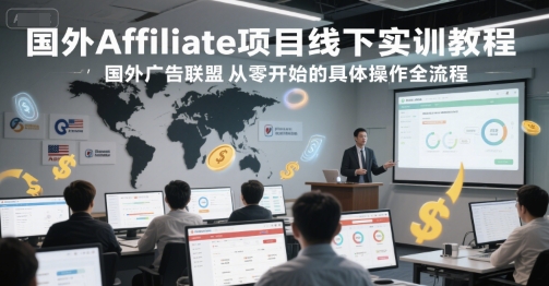 国外Affiliate项目线下实训教程，国外广告联盟从零开始的具体操作全流程-鼎誉项目网